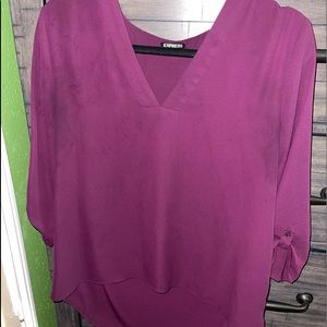 Express Purple Arm Button Blouse